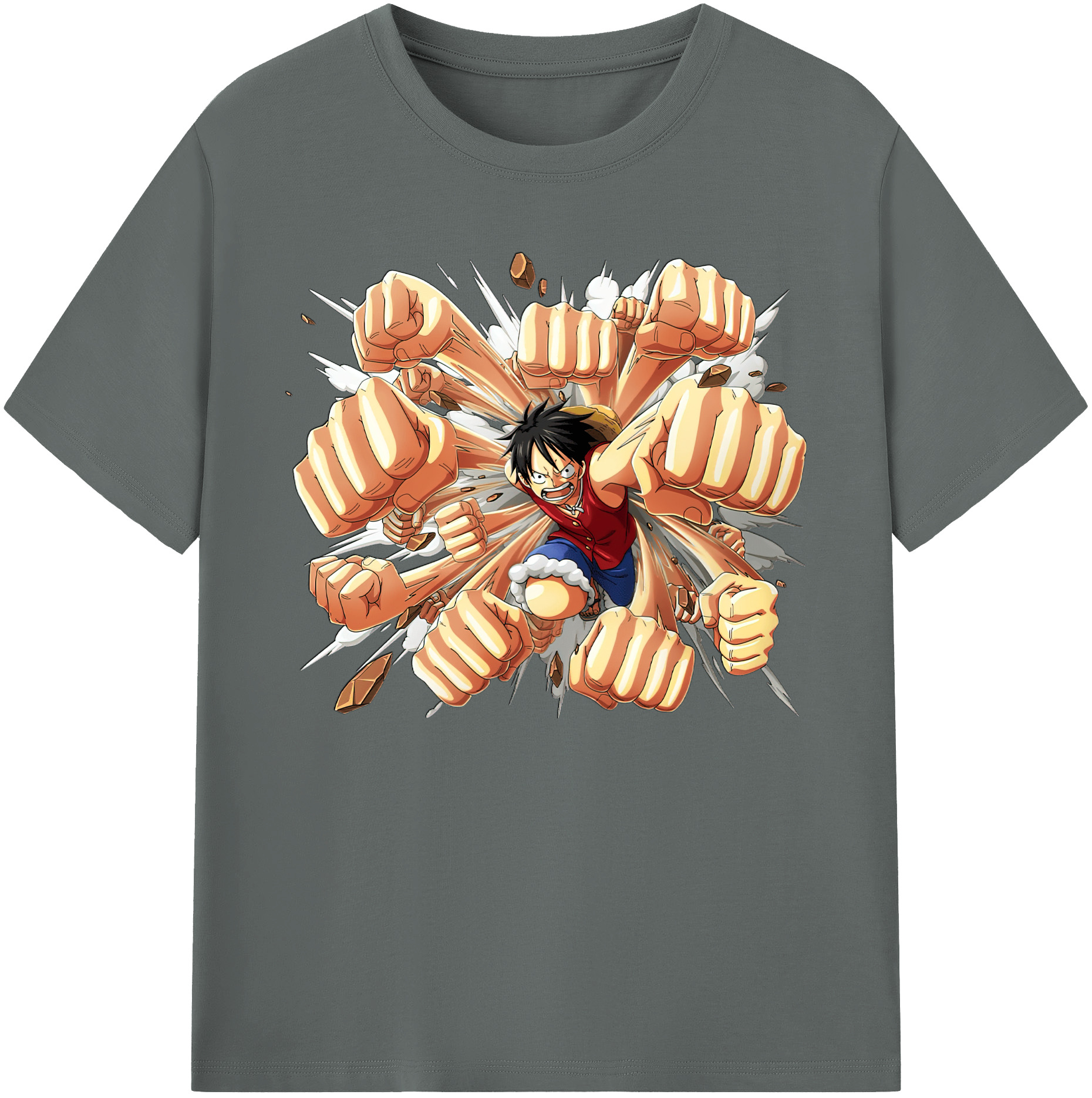 ワンピース モンキー・D・ルフィ ONE PIECE Monkey D. Luffy 綿100％ メンズ半袖Tシャツ｜肌触りやわらか＆通気性